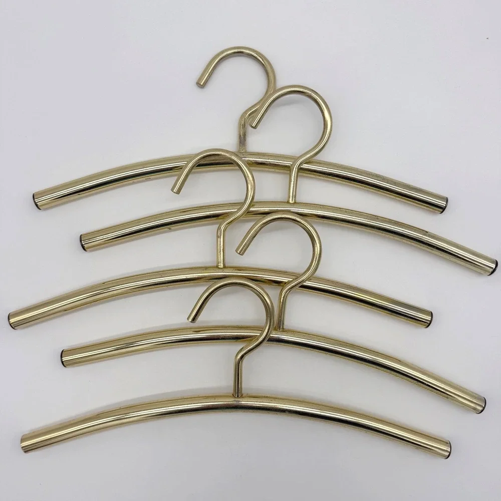 Vintage Gold Tone Metal Hangers Set 5 Hollywood Regency MCM Closet Display